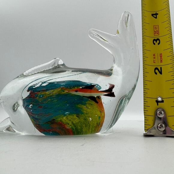 Murano Style Art Glass Dolphin Aquarium Fish Figurine Paperweight 5x4 - Picture 6 of 8